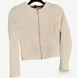 Divided by H&M white zipper jacket patterned sz 2 unlined